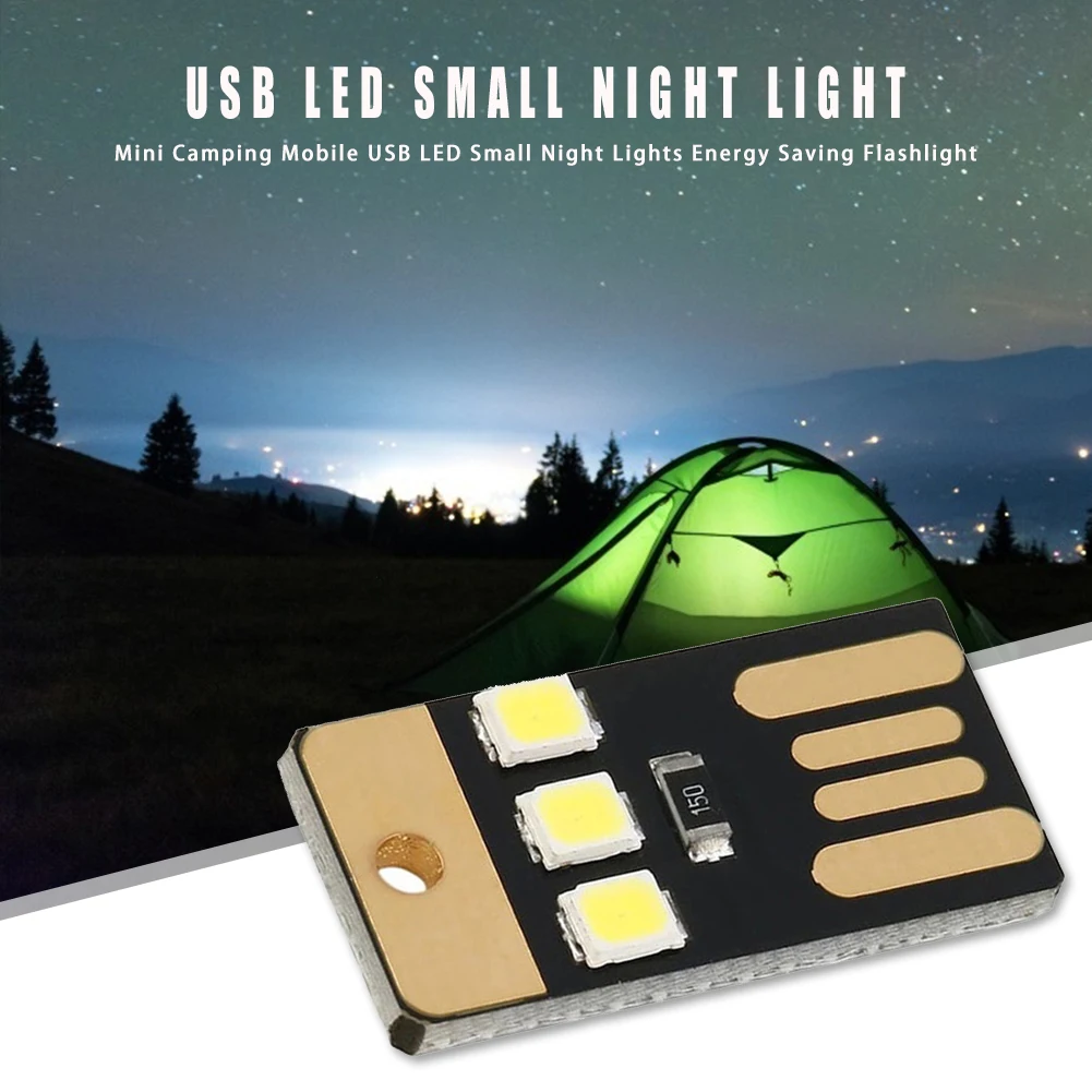 Mini USB Power LED Light, 1Pcs Mini Ultra-Thin Portable USB LED Light Pocket Card Lamp Mobile Power Camping Laptop Tactical New