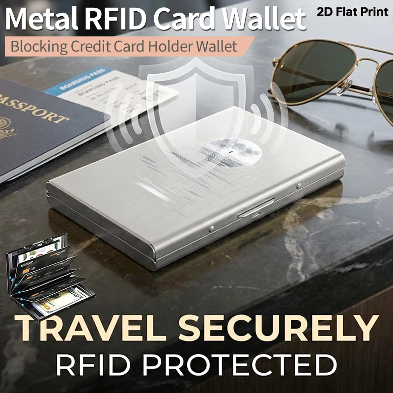 

Металлический держатель для карт с защитой от RFID и узором в виде луны, ультратонкий защитный чехол для кредитных карт от кражи, матовый металлический кошелек с боковым открытием, mi