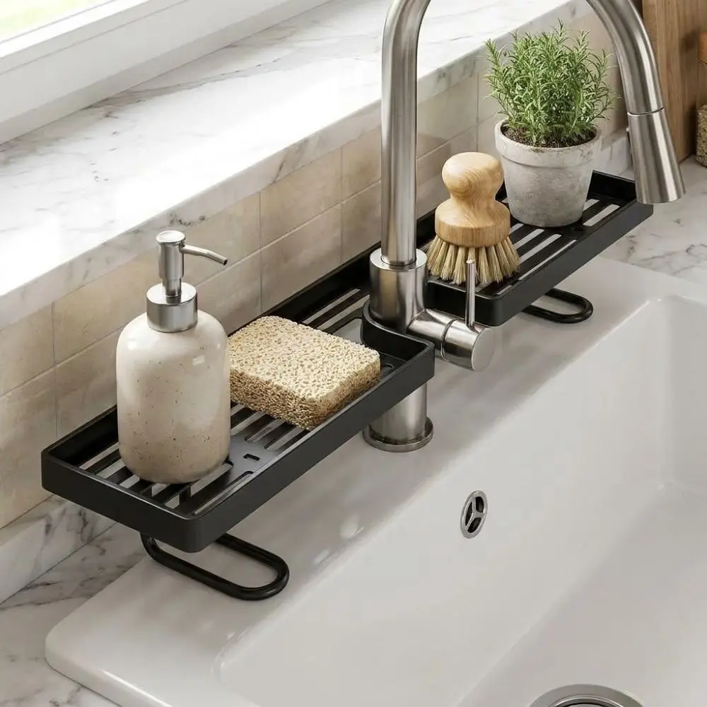Multi-functional Universal Bathroom Storage Rack Mesh Non-punching Faucet Storage Shelf Water Drainage Counter Organizer Shower