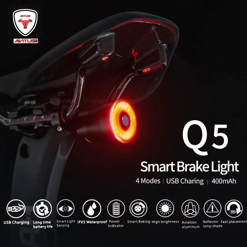 

Bicycle Tail Lights Intelligent Induction Brake Lights Cycling Equipment Mountain Bike Road Bike Night Riding Tail Lights