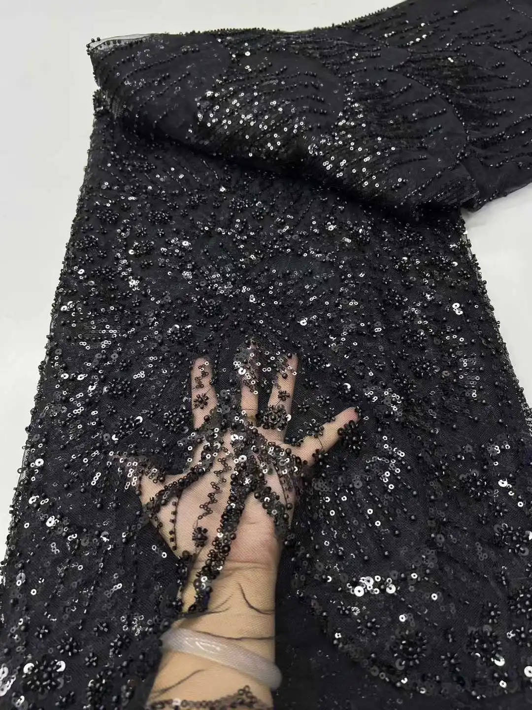 

2025 Luxury African Tulle Laces Latest Beads Lace Fabric High Quality Nigerian Tulle Net Lace Embroidery Bride Lace For Dresses