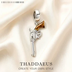 Pistol Pendant Dangle Charm New Fine Jewelry Real 925 Sterling Silver Rebel Stree Punk Gift For Women Men