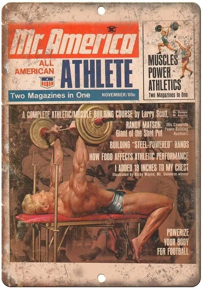 Mr America Magazine Bodybuilding Power Lift Retro Look Metal Sign Metal Tin Sign 8x12 inches, Tinsigneua24977