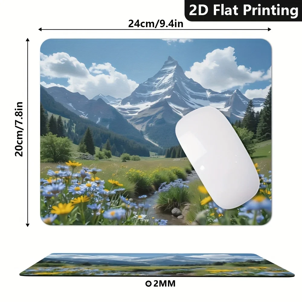 Gaming Office Non-Slip Mouse Pad Scenic Mountain Flower Landscape Desk Mat PC Computer Laptop Accessories Gamer Setup Decoration view 2