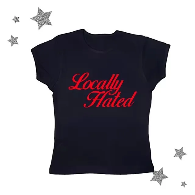Women's Casual Slim Fit Cropped Round Neck Short Sleeve Letter Print T Shirt Belly Button Crop Top Women's T-shirts And Polos