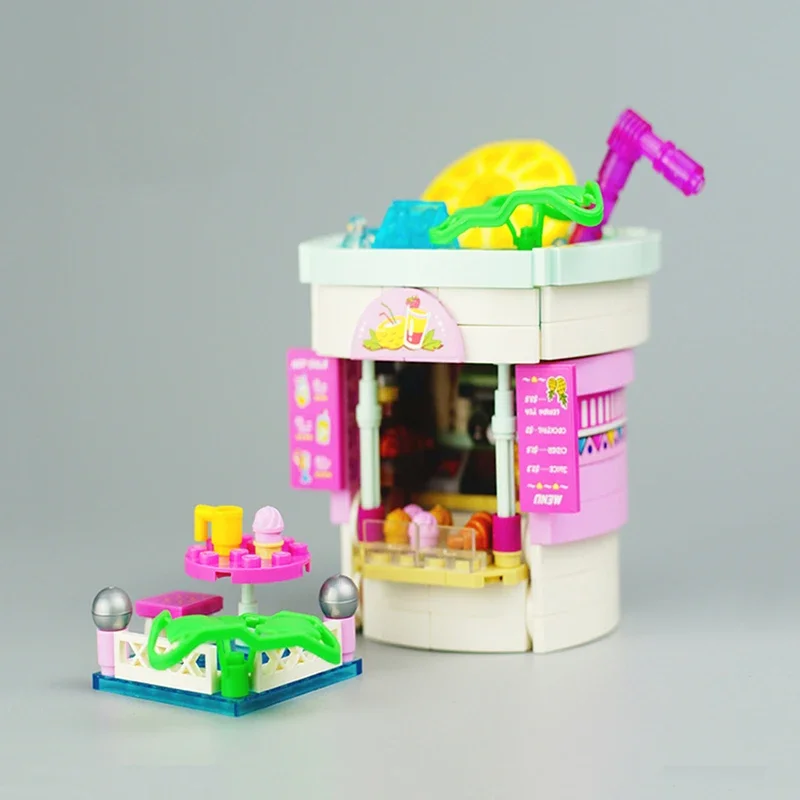 

Creative Juice Milk Tea Shop Model Building Block Set DIY City Street Shop Puzzle Assembly Ornaments Children's Toys Gifts