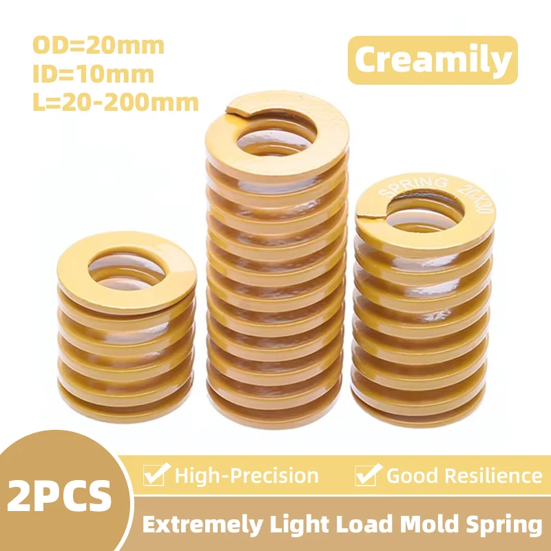 

Creamily 2PCS Yellow Small Load Die Mold Spring Spiral Stamping Compression Springs Steel Outer Diameter=20mm Length=20-200mm