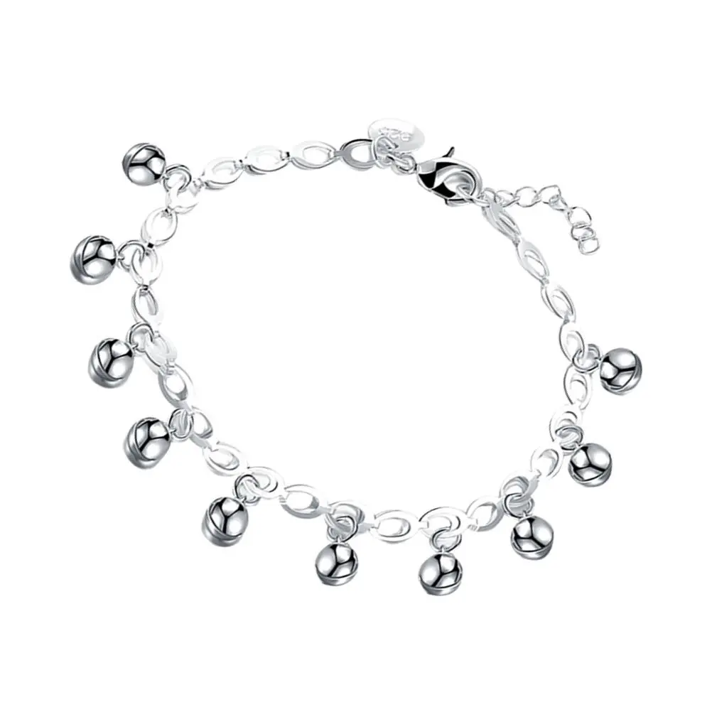 

AOKWAWALIY 1pc Bell Bracelet Christmas Party Favor Filler Charms Stretch Bangle Copper Silver Jewelry Gift
