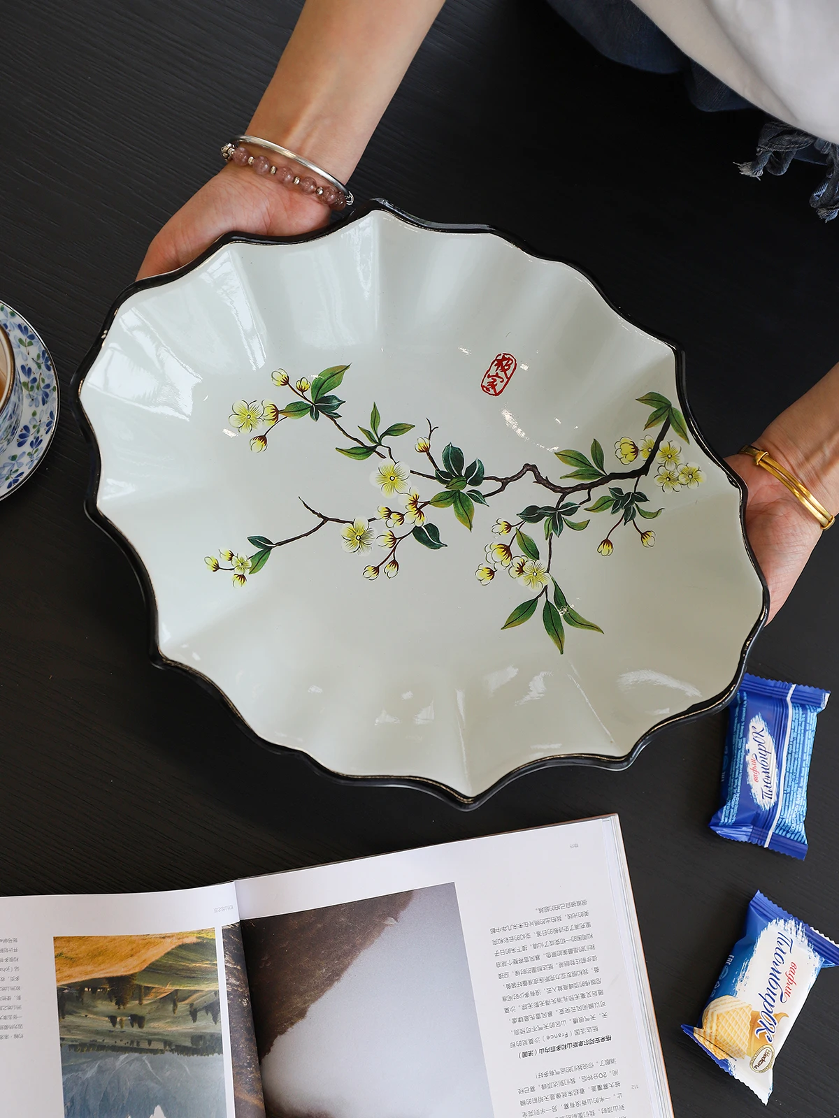 

Декоративный поднос для фруктов Fuhua Home "Yuan an un" в новом китайском стиле, большой поднос для хранения для гостиной и обеденного стола