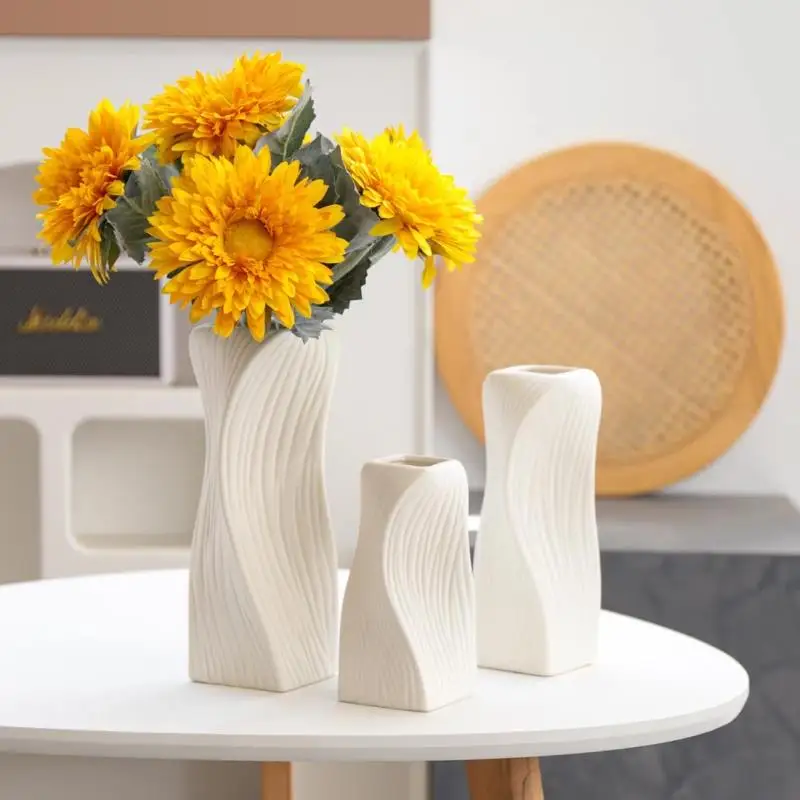 

Nordic Vase Imitation Ceramic Flower Bottle Flowerpot Flower Arrange Ornament Desktop Decor Plastic Flower Bottle Wedding Table