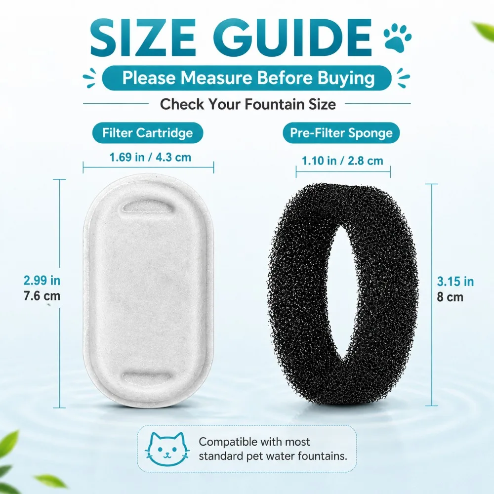 Activated Carbon Sponge Replacement Filter for Stainless Steel Pet Water Fountain Accessory for Household Cats and Dogs view 6