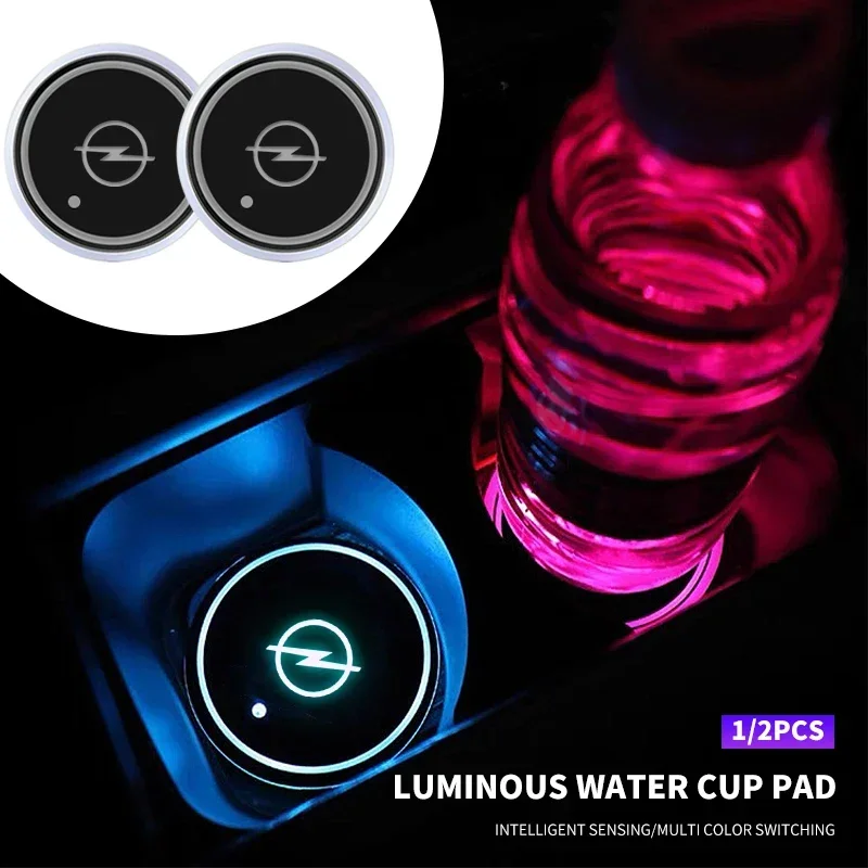 

1/2pcs LED Car Luminous Coaster Cup Holder Anti-slip Mat for Opel OPC Astra Insignia Mokka Zafira Corsa Vectra C D Antara Car