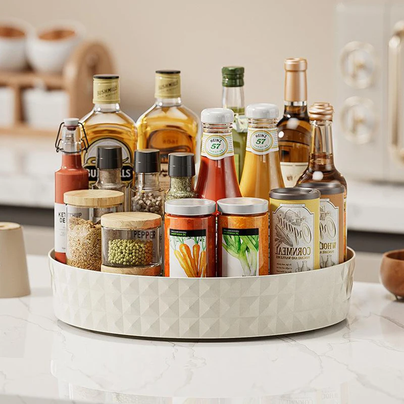 Kitchen Countertop Shelf Multi-functional Rotating Condiment Storage Box Living Room Coffee Table Snack Fruit Display Tray