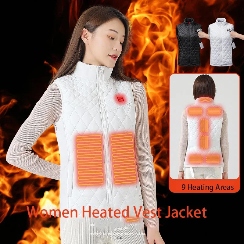 

Women Intelligent Heating Sleeveless Parkas Jacket USB Rechargeable Thermal Clothes Skiing Climbing Cotton-padded Coats Jaqueta