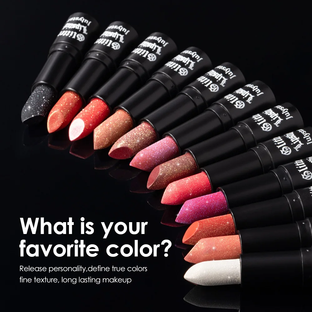 12 Colors Carved Diamond Shimmer Lipstick Sparkly Starry Glossy Moisturizing Lip Balm Long‑lasting Lip Makeup Cosmetics