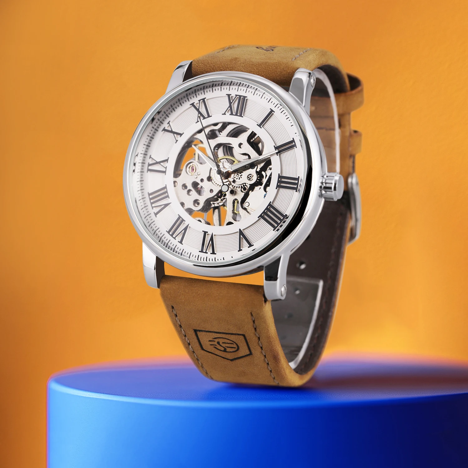 

Classic Business Watches Luminous Hands Forsining Luxury Skeleton Hand Winding Mechanical Watch for Men Fashion Leather Strap