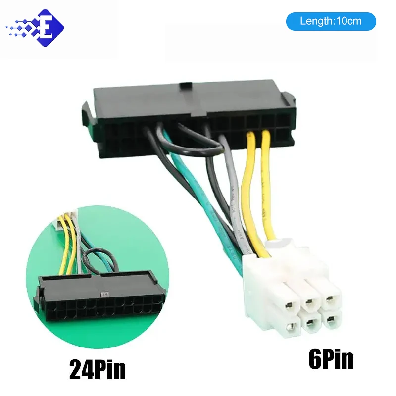 10cm ATX PSU Standard 24Pin Female To 6P Male Internal Power Adapter Converter Cable For Dell 6 PIN 3060 5060 7060 Mainboard