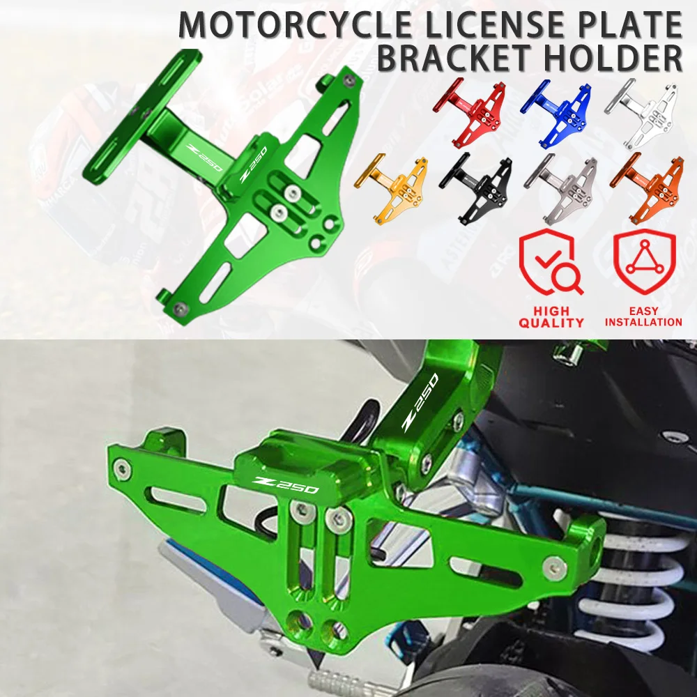 

For Kawasaki Ninja Z250 Z 250 ALL YEARS Motorcycle Adjustable CNC Aluminum Modified Rear License Plate Mount Holder Parts