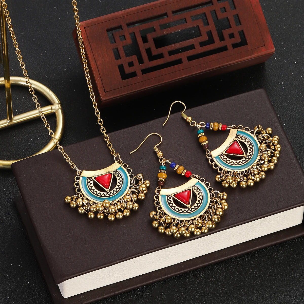 Ethnic Fashion Trends 2026 - Ethnic Red Stone Necklace Earring Set
