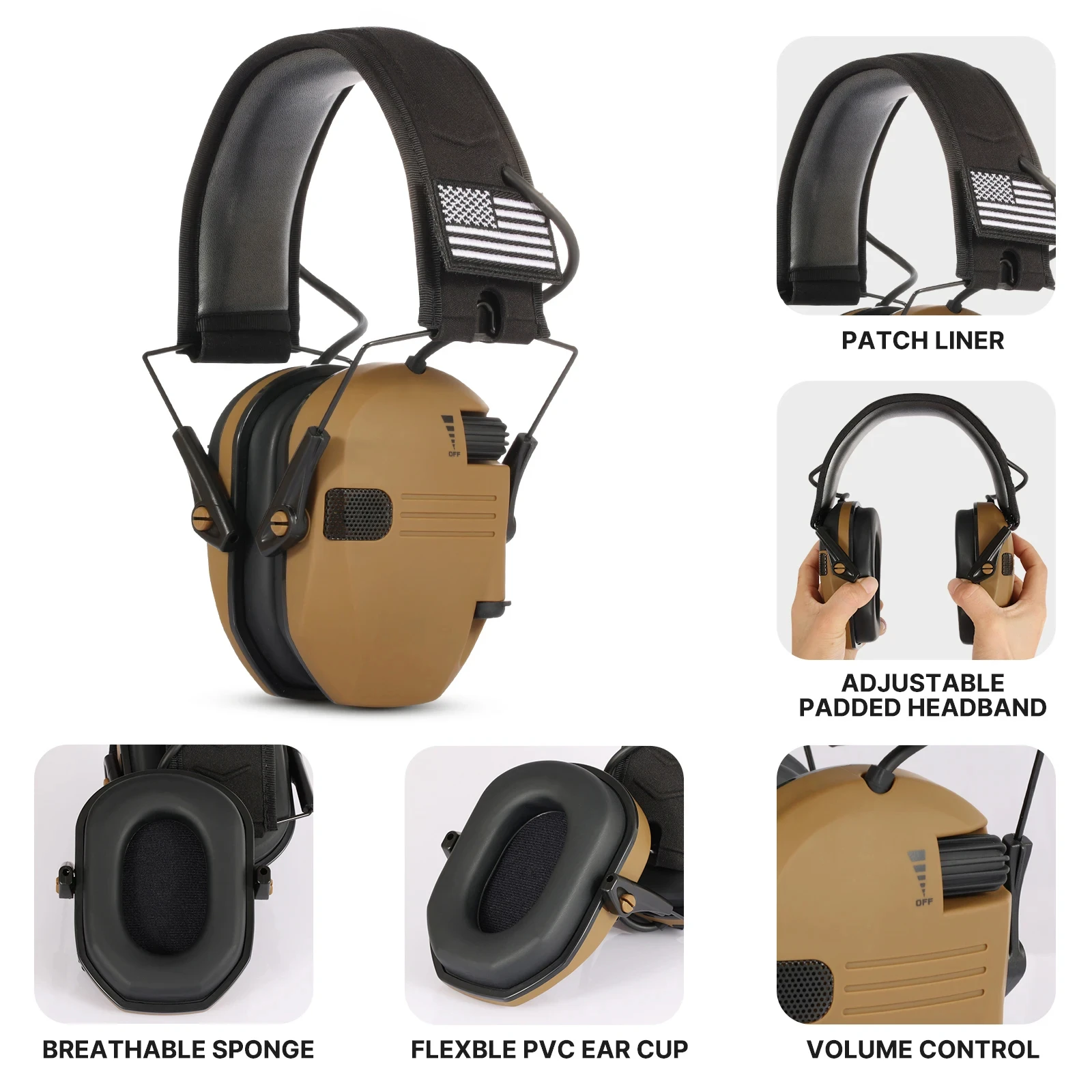 Imagem -04 - Ear Proteção Headconjunto com Bolsa Proteção Auditiva Eletrônica Protetor Ativo Tiro Earmuffs Nrr 23db Redução de Ruído