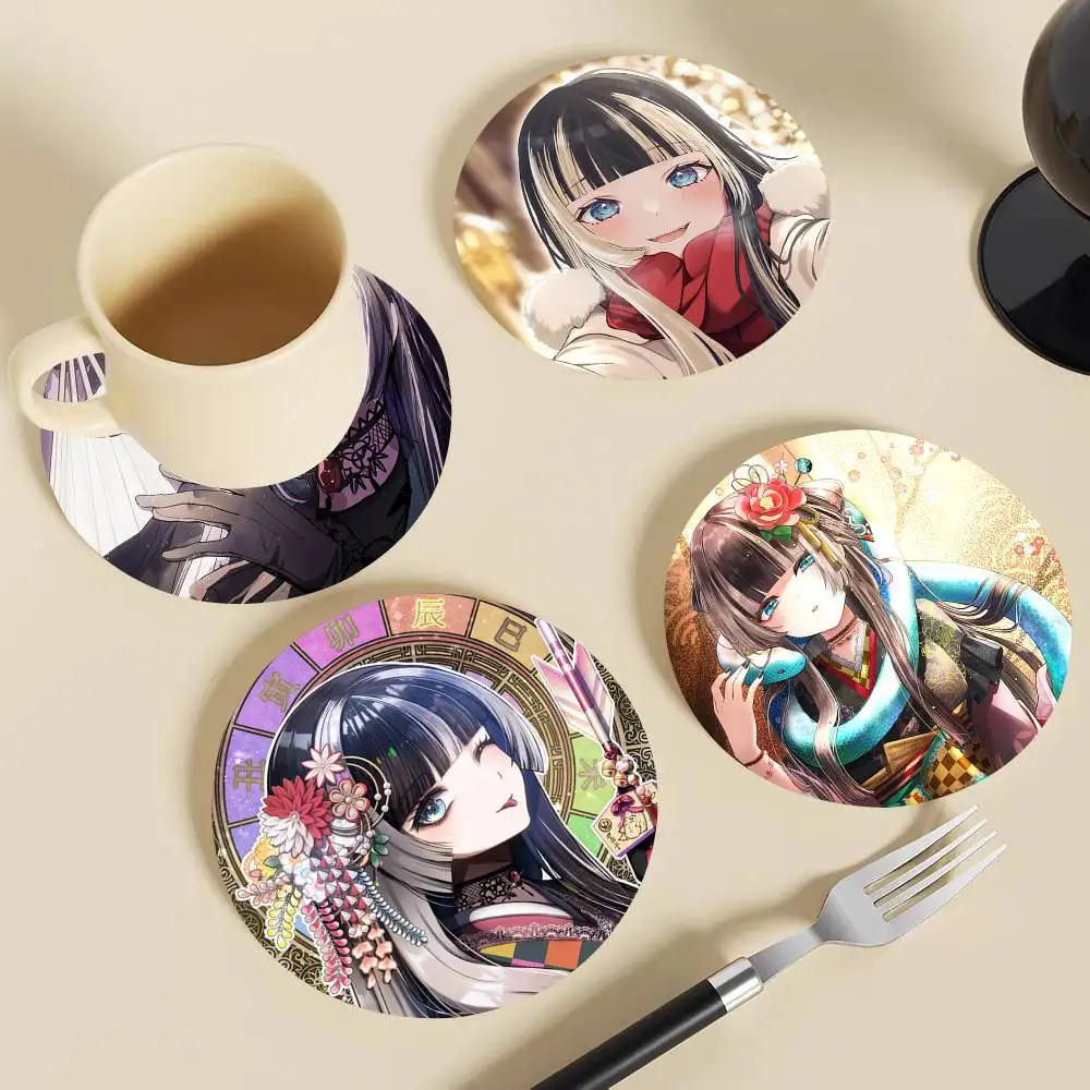 Anime Girl Juufuutei Raden Round Wooden Coasters Suitable For Restaurants And Coffee Home Gift Choice Holidays