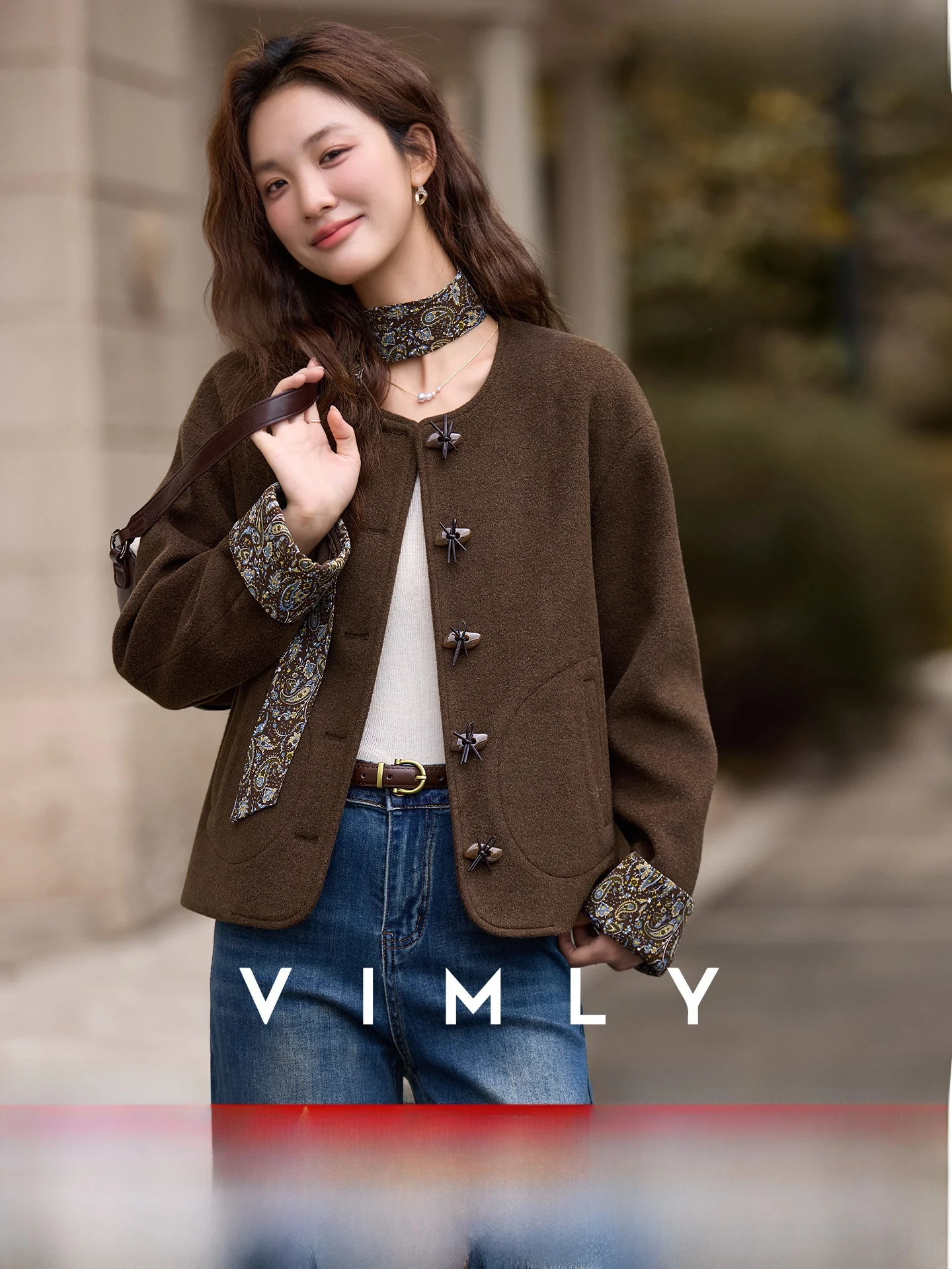 

Утепленное шерстяное пальто для женщин с круглым вырезом, на пуговицах, с цветочным пэчворком, зимняя верхняя одежда, теплое, удобное для поездок на работу