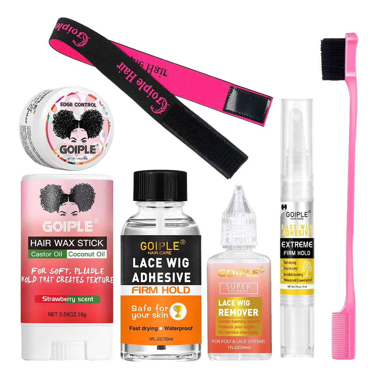 

Strawberry Scent Flyaway Taming Wax Stick Baby Hair Styling Gel Lace Wig Adhesive Remover Wig Adhesive Pen Wigs Installation Set