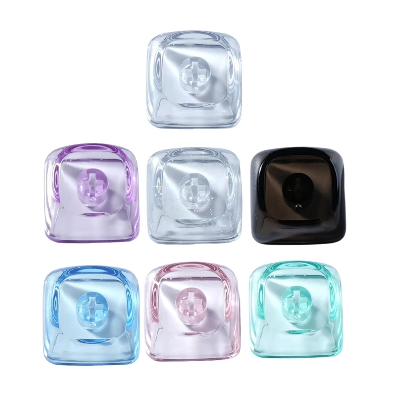 K43B 1U MOA Profile Blank Mechanical Keyboard Keycap Set, Clear PC Accent Keycaps with Plus Stem Mount, 10-Piece Desk Styling