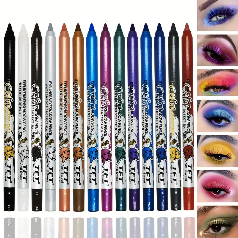 Pearly Glitter Colorful Eyeshadow and Eyeliner Gel Pen - Waterproof, Smudge Proof, Long Lasting - Red Berry Yellow Color