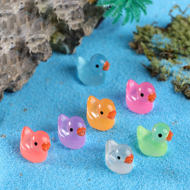 Miniature Color Luminous Small Ducks Model DIY Sand Table Landscape Cute Decorative Accessories Mixed 10Pcs Diorama Kits