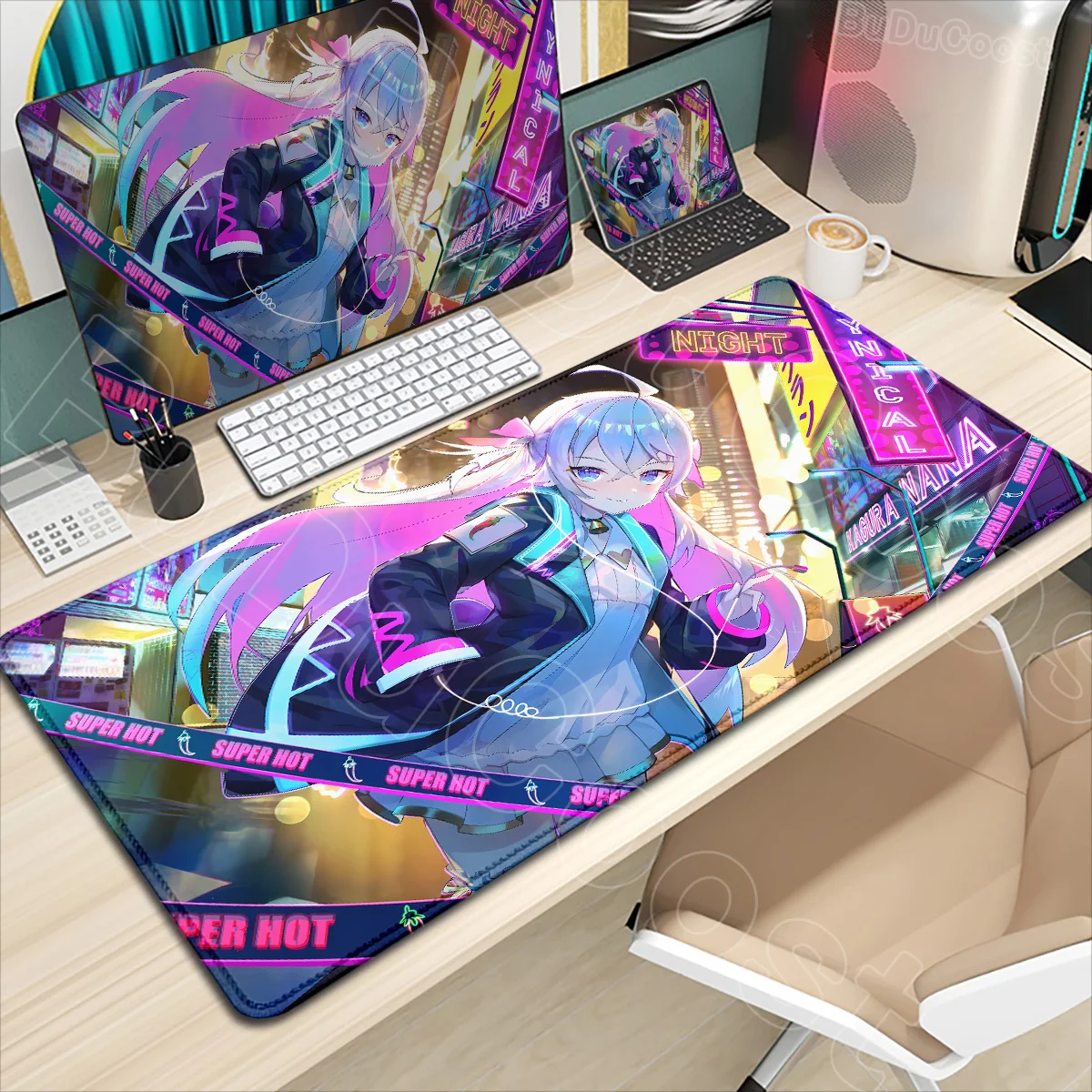

Коврик для мыши VSPO Kagura Nana VTuber Virtual YouTuber, большой коврик для мыши, компьютерный коврик для клавиатуры XXL, аниме-аксессуары для ПК, игровой коврик, настольный коврик