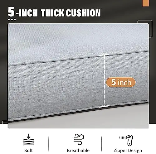 Outdoor Loveseat Patio Furniture Sofa, All-Weather Metal Outdoor Couch with Cushions,Light Grey