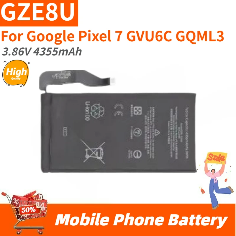

Battery 3.86V 4355mAh GZE8U For Google Pixel 7 GVU6C GQML3 Mobile Phone Replacement Battery Brand-New High Quality
