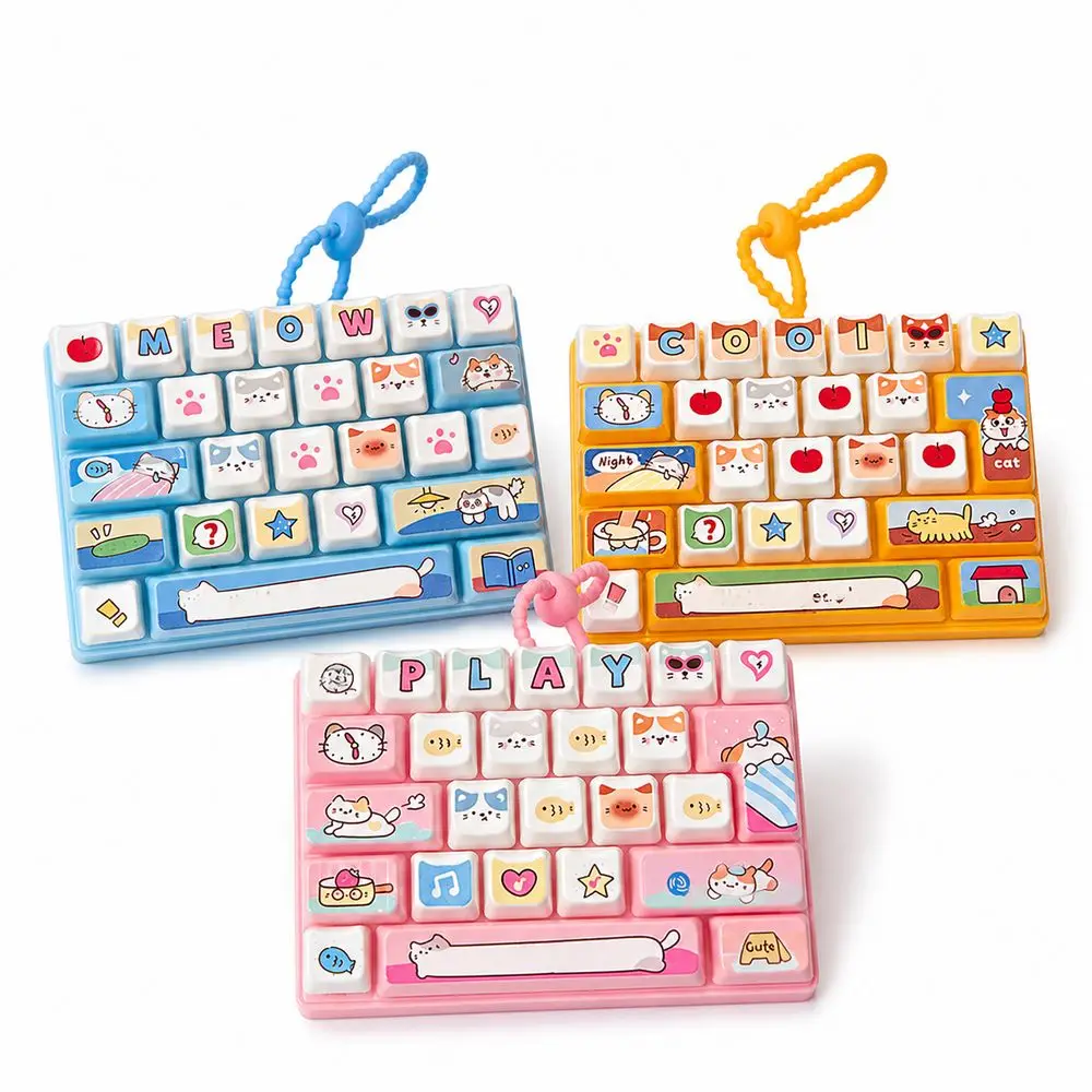 Creative 26-key Keyboard Keychain Pressable Keys Hanging Loop Press Button Clear Key Sounds Keyboard Bag Pendant