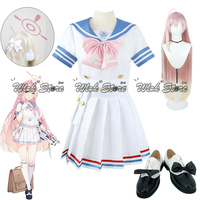 Anime Game Blue Archive Urawa Hanako Cosplay Costume Sailor Suits Hanako Halo Wig Bowknot Headwear Halloween Party Outfits Shoes