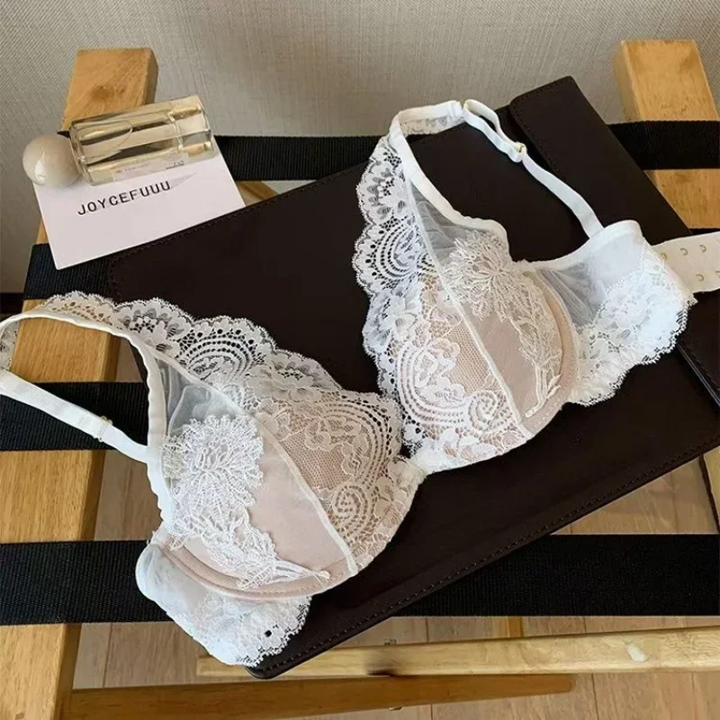 

Sexy Lace Thin Section Bra Breathable Small Breasts Gathered Vice Breasts Comfortable Soft Steel Ring Anti-Sagging Bra Set