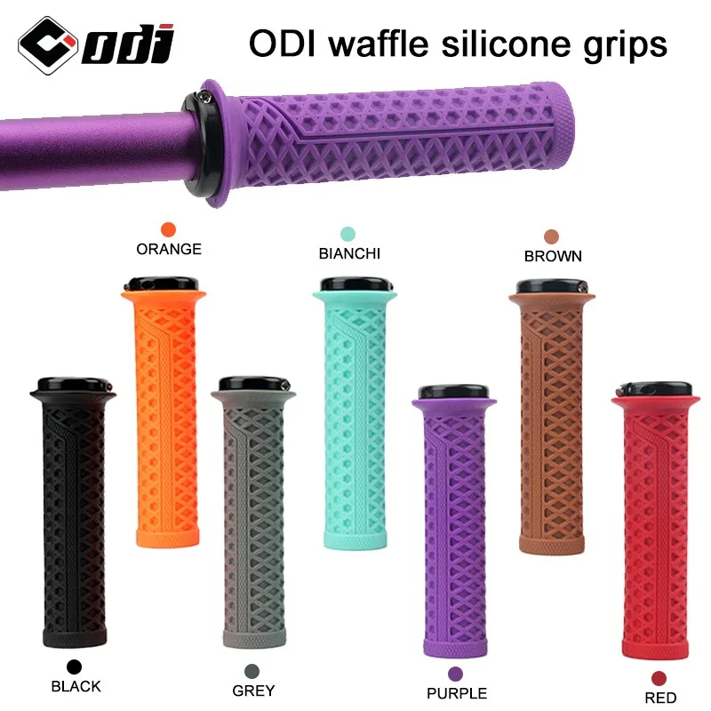 ODI Waffle-Griffe, weiche Silikon-MTB-Griffe, Lock-on, rutschfest, Stoßdämpfung für MTB, Rennrad, BMX, lila, ergonomische Fahrradgriffe