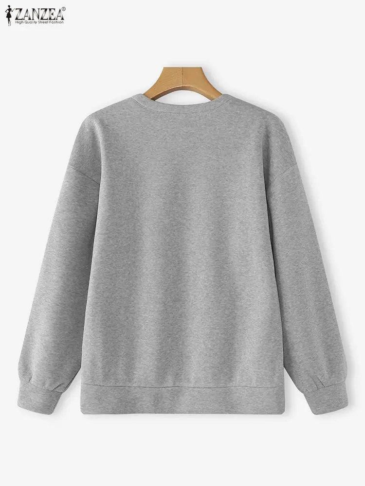 ZANZEA 女性スウェット 2025 ファッション長袖プルオーバーカジュアルレースパッチワークジャンパー O ネック秋冬服トップス