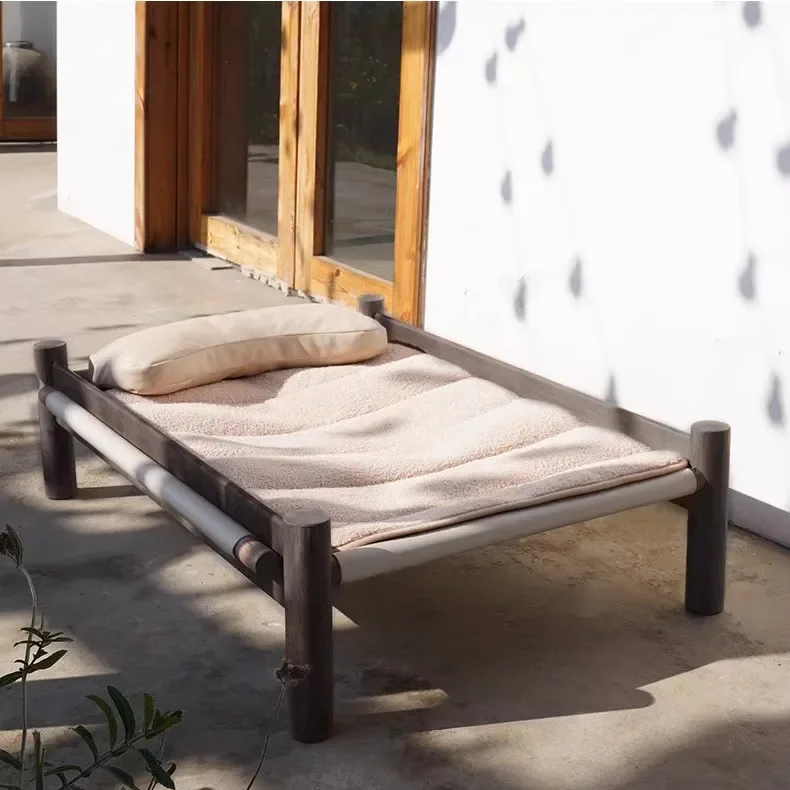 

Wooden Elevated Pet Bed for Dogs and Cats Breathable Summer Dog Sofa Bed All Season Use