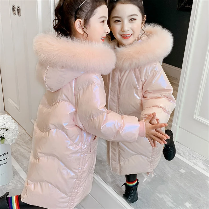 

Girls Down Coat Jacket Cotton Windbreak 2023 Plush Warm Plus Thicken Velvet Winter Outwear Children's Clothing