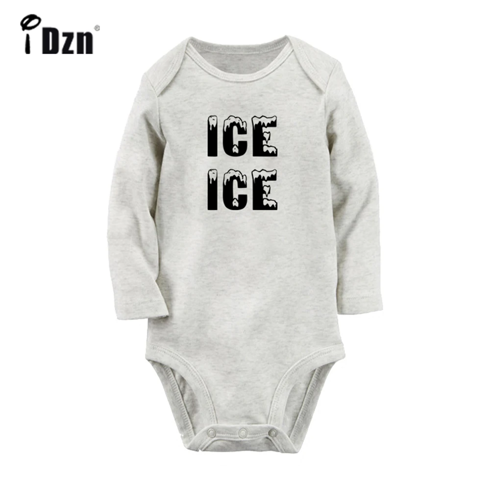 

iDzn NEW Ice Ice Cute Baby Rompers Baby Boys Girls Fun Print Bodysuit Infant Long Sleeves Jumpsuit Kids Soft Clothes