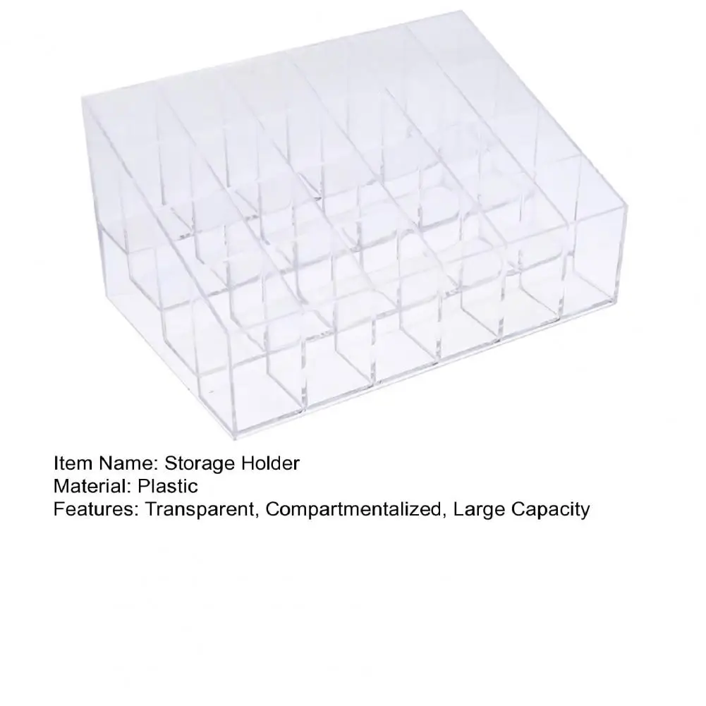 24 Grids Lipstick Holder Transparent Visible Clear Cosmetic Makeup Organizer Container Bedroom Storage Box Display Rack Case