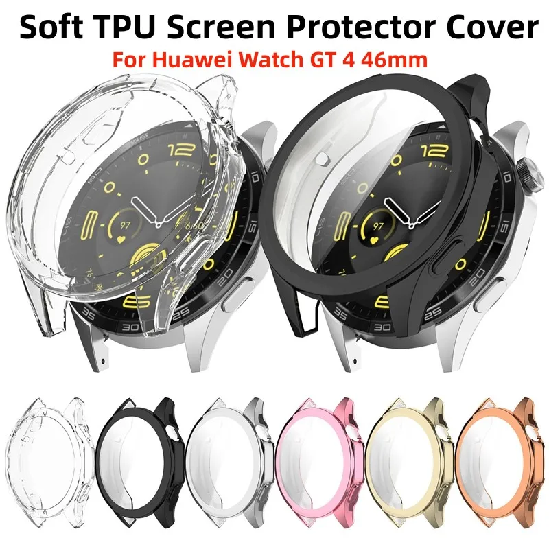 Soft Silicone Case Glass For Huawei Watch GT 4 46MM Smart Watchband Screen Protector Cover for Huawei Watch GT4 Bumper Shell