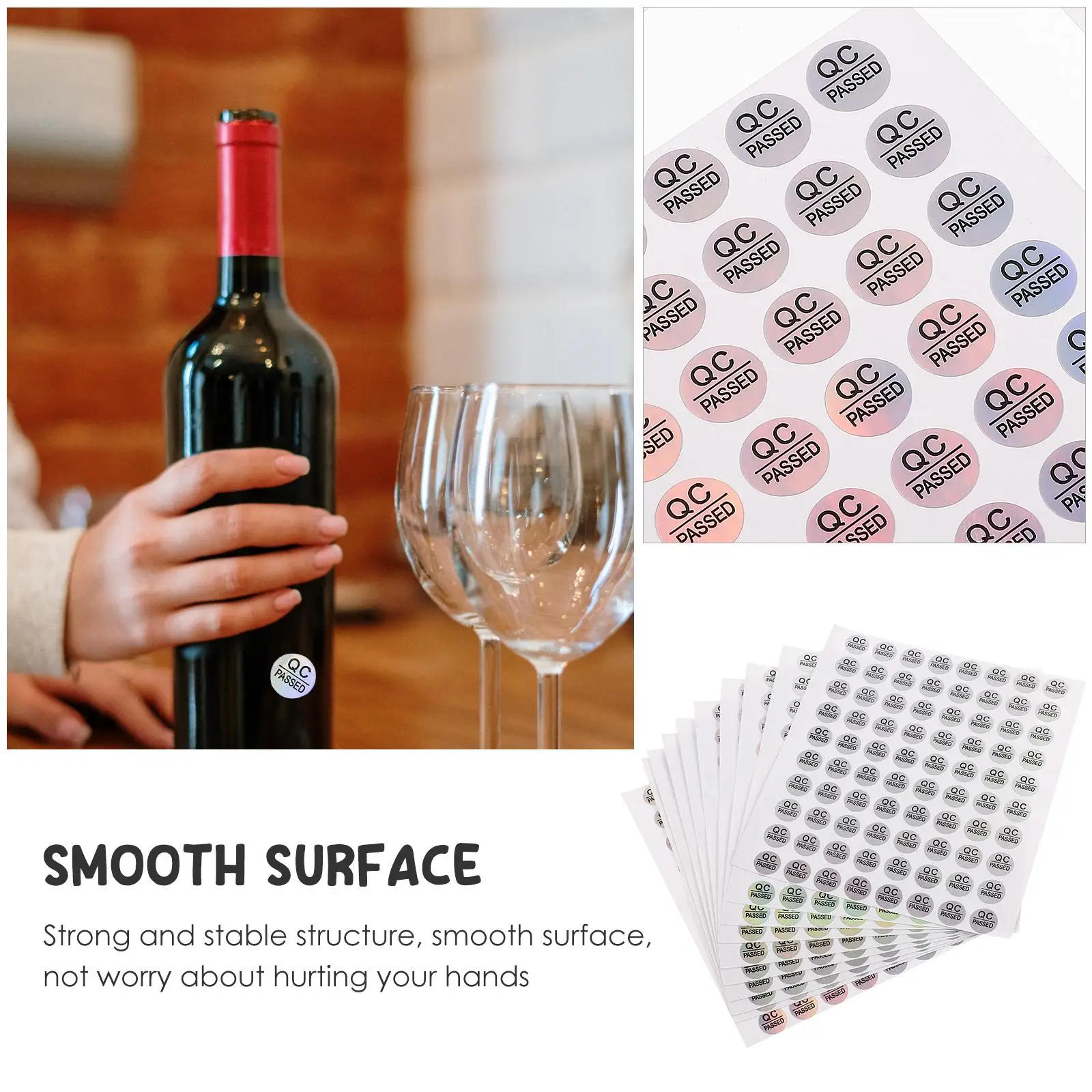 800 Pcs Tamper Proof Labels Qc Pass Tag Round Stickers Passed for Quality Test Inspection Nail