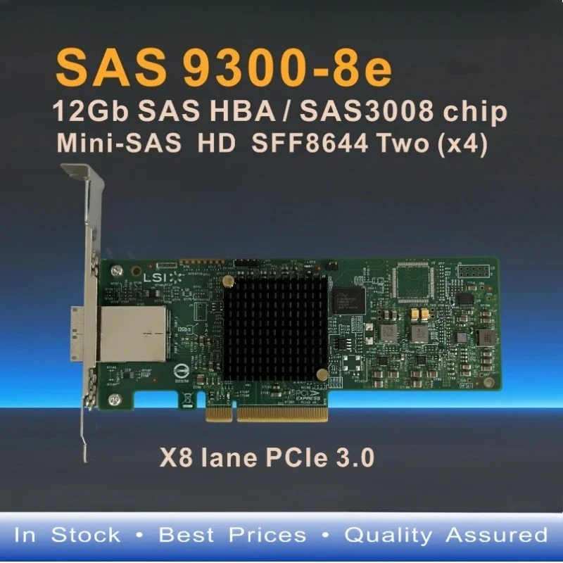SATA+SAS Pci-e 3.0 Low Profile Host Bus Adapter   LSI SAS 9300-8e LSI00343 8-port 12Gb/s