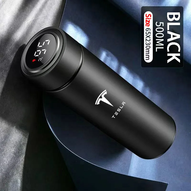 

500ML Temperature Display Thermos Cup For Tesla Model 3 Model S Model X Model Y Roadster SpaceX Tesla Logo Car Thermos Bottle