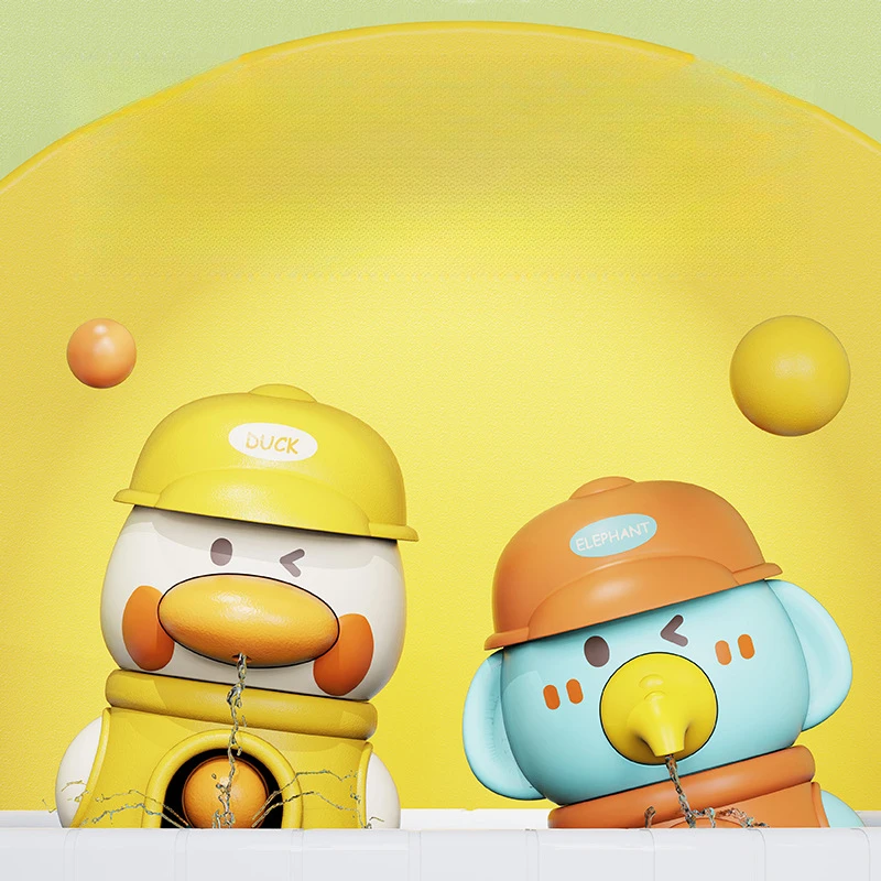 Ensemble de jouets de bain pour bébé, avec canard de dessin animé mignon, éléphant et roue d'eau rotative, ventouse amusante pour tout-petits, jeu d'eau pour enfants