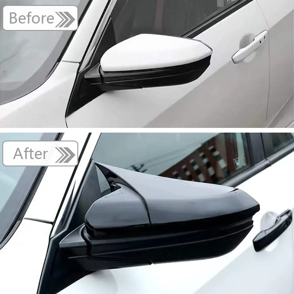 2pcs Rearview Mirror Cover Cap For Honda Civic 10th Generation 2016-2021 Side Wing Mirror Case Protector Cap Exterior Accessory
