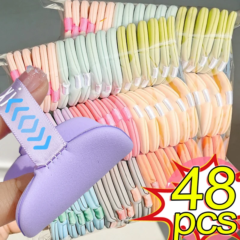 48 Stuks Schattige Biscuit Make-Up Puff Droge Natte Bruikbare Cosmetische Bladerdeeg Spons Zachte Boter Kussen Puff Voor Foundation Poeder Make-Up Tools