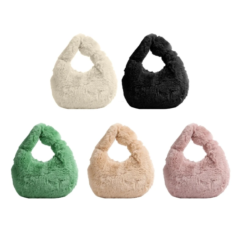 กระเป๋าถือลำลอง Faux Furs กระเป๋าสะพายสุภาพสตรี Tote Underarm กระเป๋า Winter Plush Bag